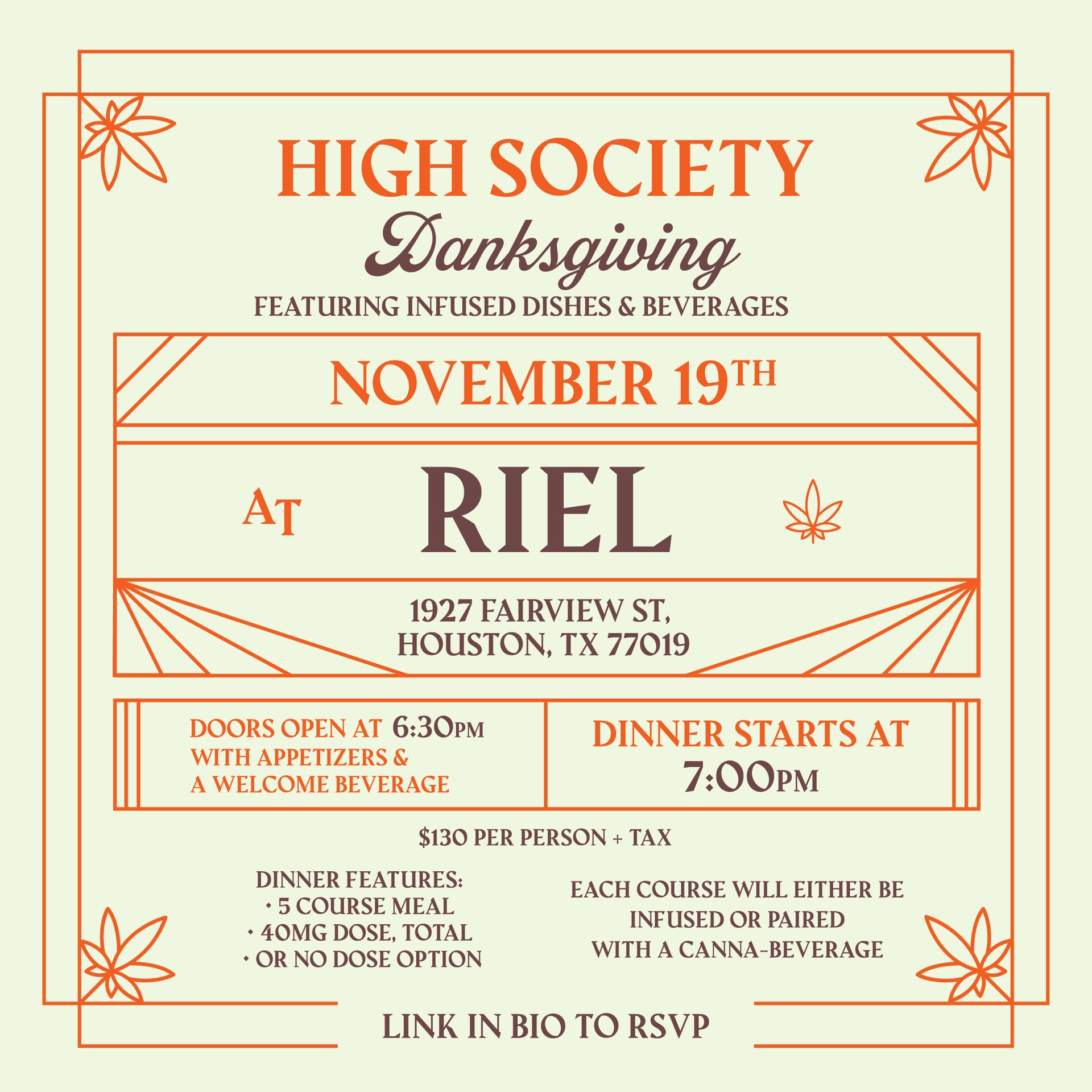 High Society Cannabis Dinner at Riel