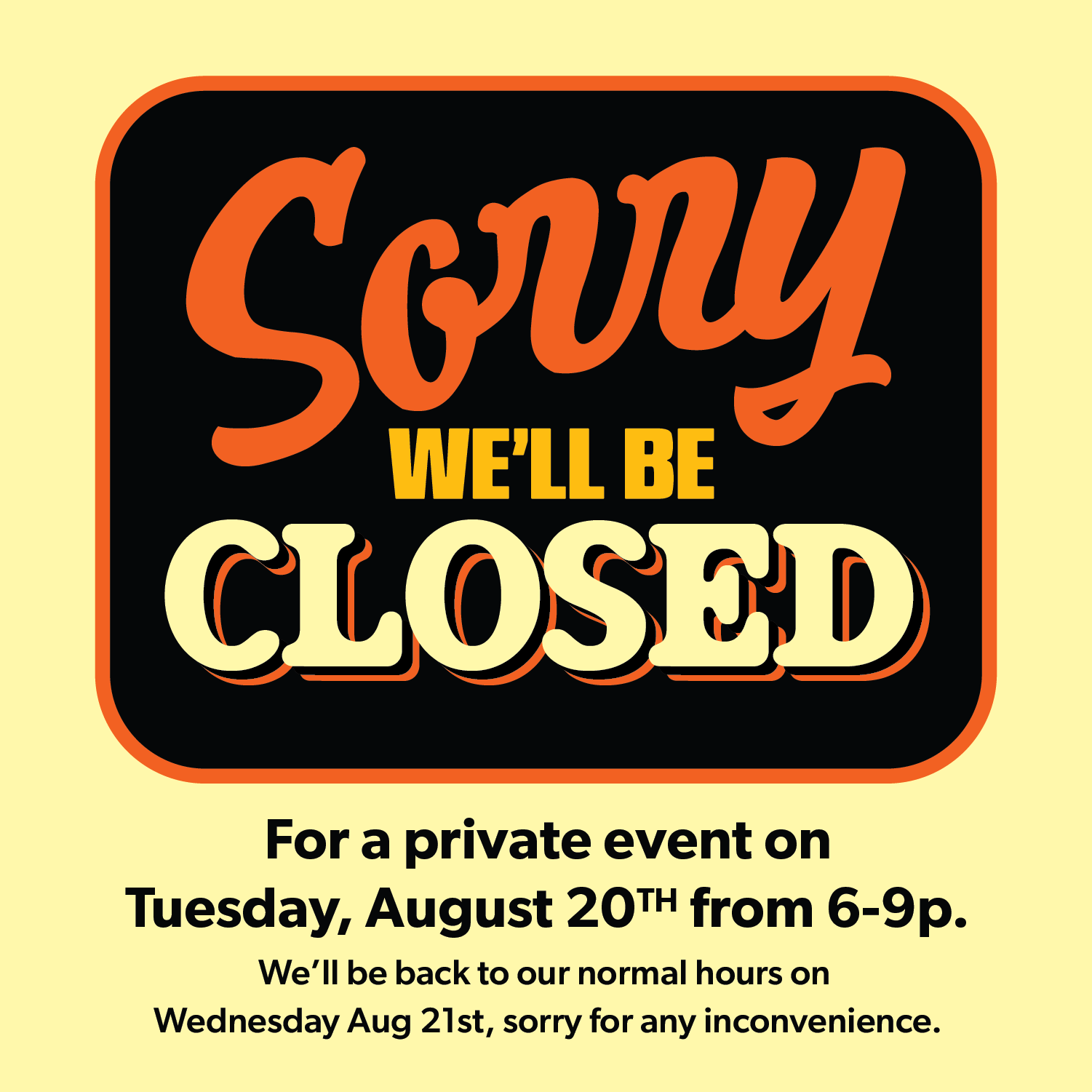 Closed for Private Event