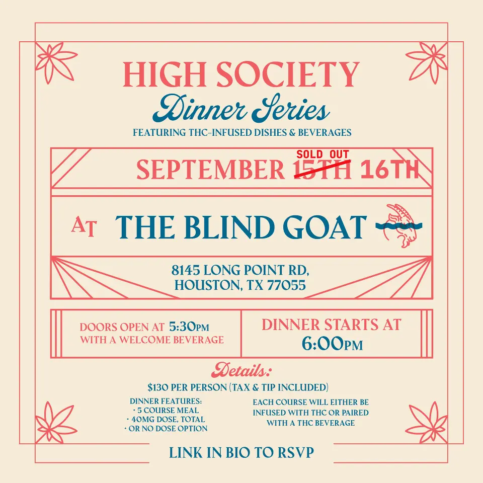 High Society Cannabis Dinner at The Blind Goat - Night 2 